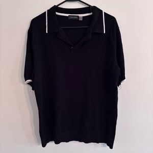 Tahari Black Polo Shirt with White Accents